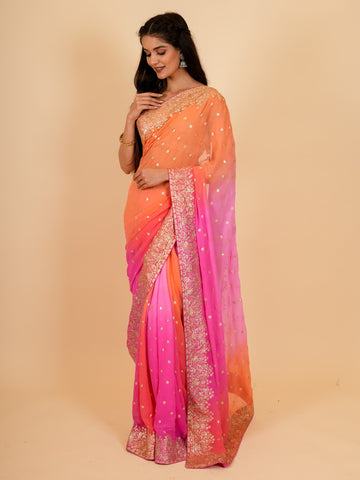 Ranas Shaded Pittan Work Saree