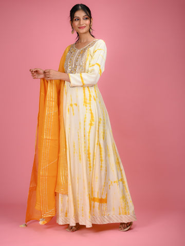 Ranas Yellow Shibori Gown