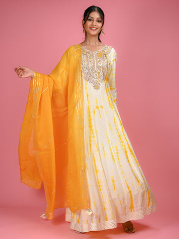 Ranas Yellow Shibori Gown