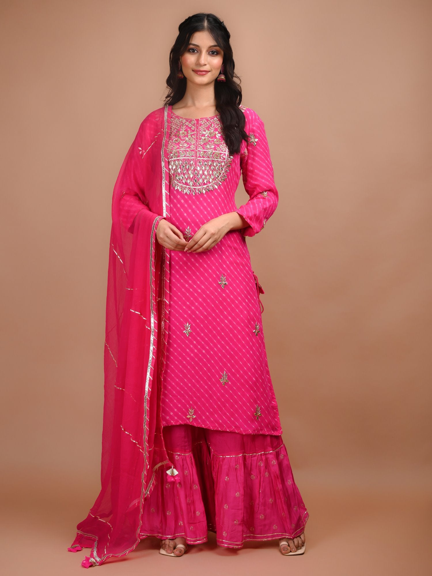 Ranas Pink Mothda Sharara Set