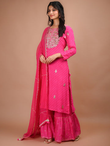 Ranas Pink Mothda Sharara Set