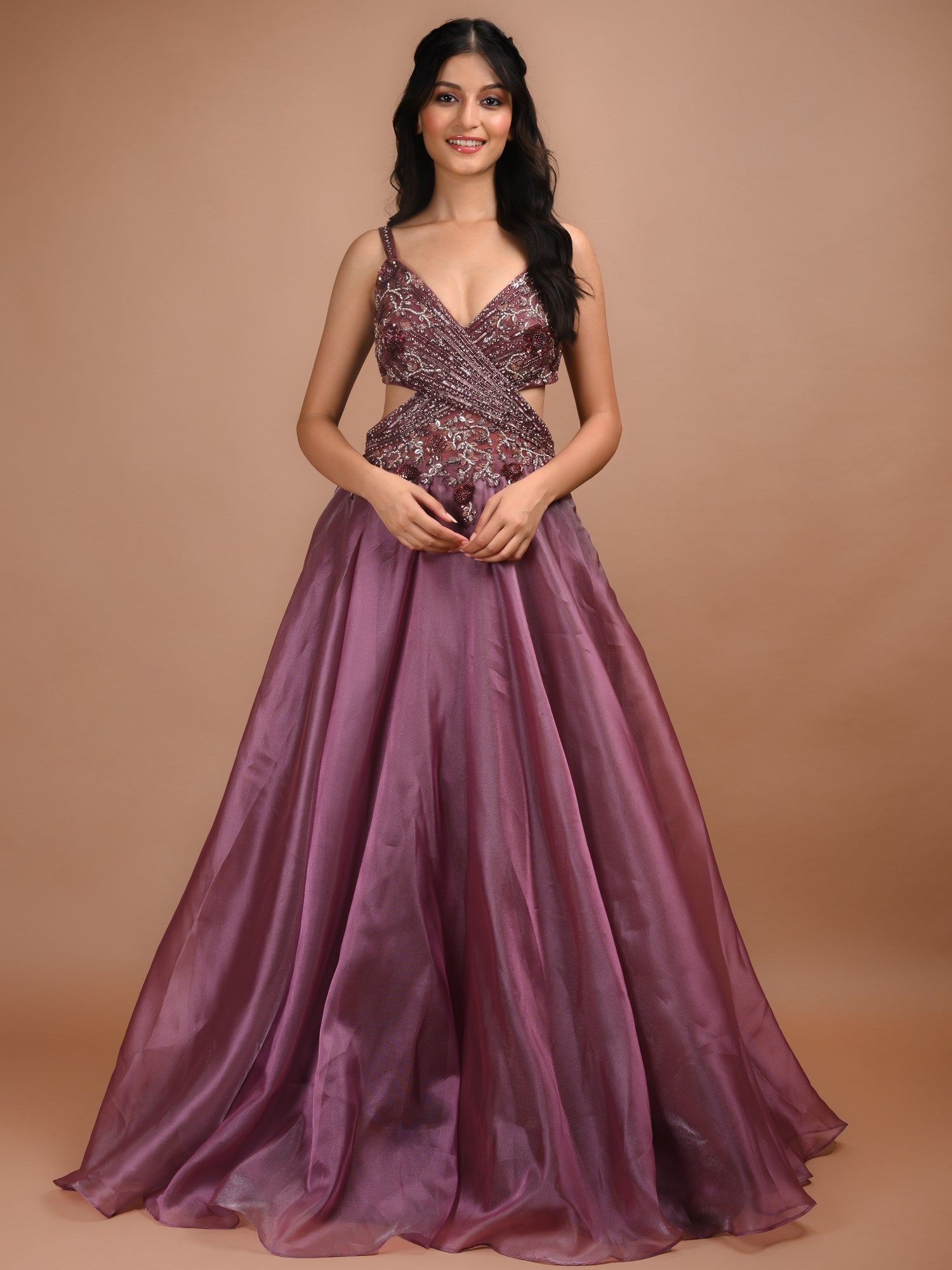 Compelling Firozi Engagement Designer Gown