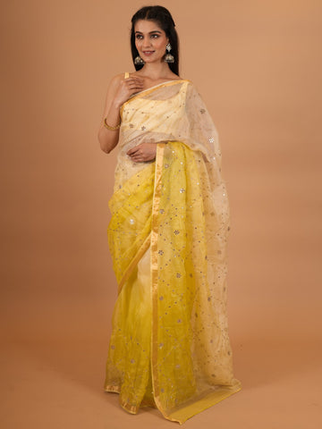 Ranas Yellow Shaded Kota Silk Saree