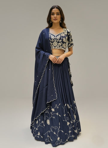 Ranas Navy Blue Pearl Work Lehenga
