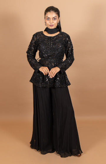 Ranas Black Color Designer Indo western