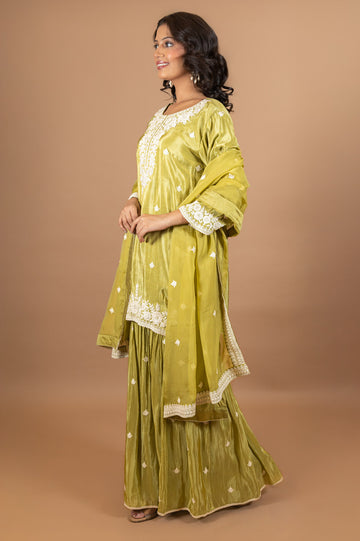 Ranas Pista Green Designer Sharara Set