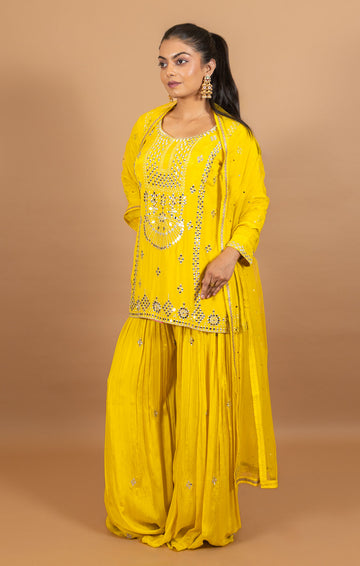 Ranas Yellow Color Sharara Set