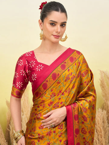 Ranas Yellow Color Printed Saree