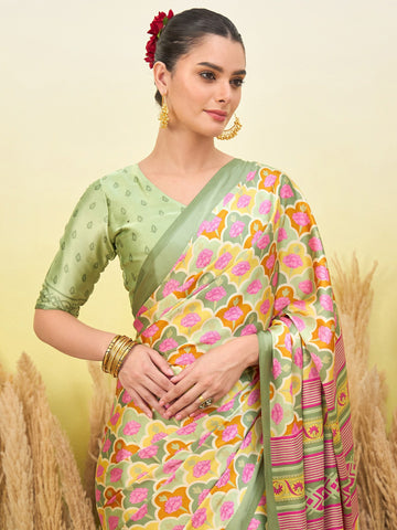 Ranas Pista Color Printed Saree