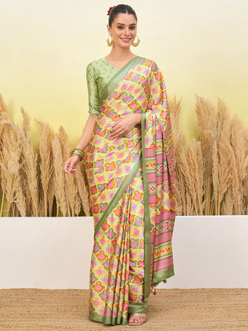 Ranas Pista Color Printed Saree