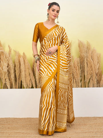Ranas Yellow color Printed Saree