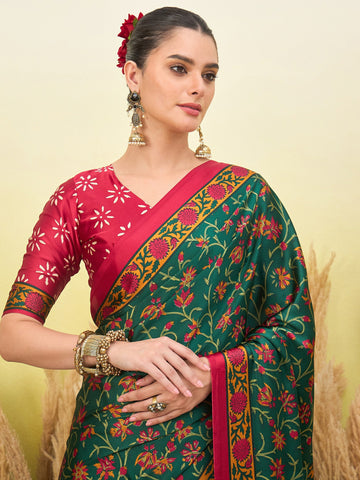 Ranas Green Color Printed Saree