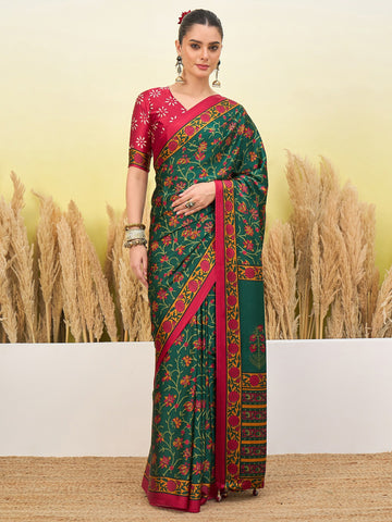 Ranas Green Color Printed Saree
