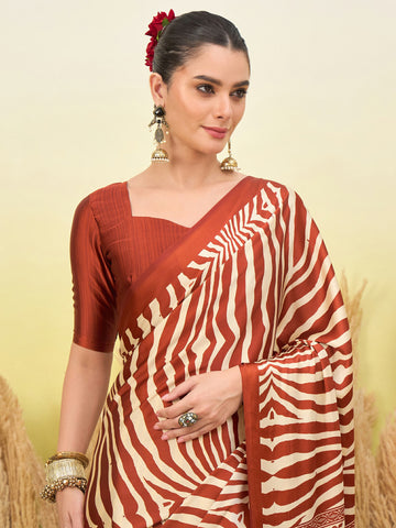 Ranas Rust color Printed Saree