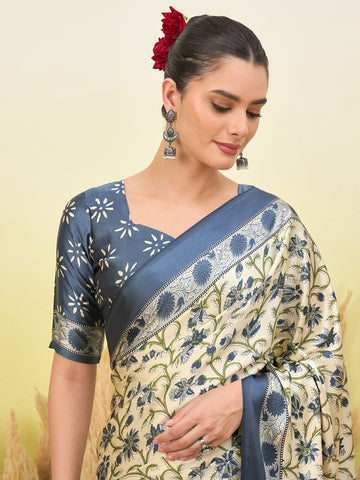 Ranas Sky Blue Color Printed Saree