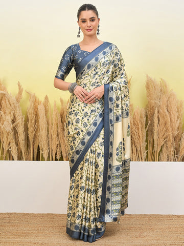 Ranas Sky Blue Color Printed Saree