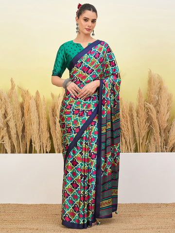 Ranas Blue Color Printed Saree
