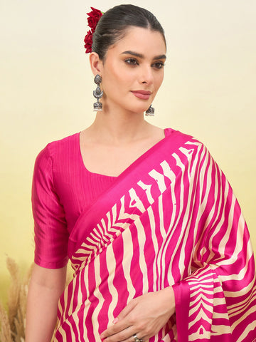 Ranas Pink color Printed Saree