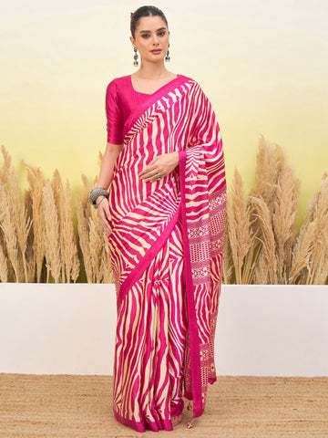 Ranas Pink color Printed Saree