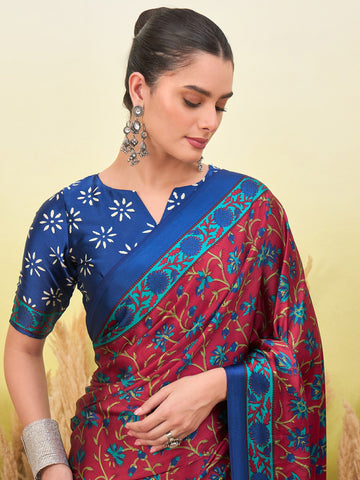Ranas Red Color Printed Saree