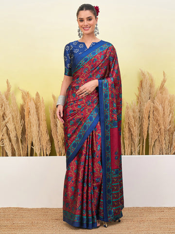 Ranas Red Color Printed Saree