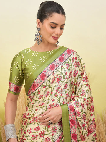 Ranas Light Green Color Printed Saree
