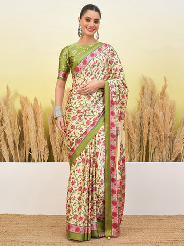Ranas Light Green Color Printed Saree