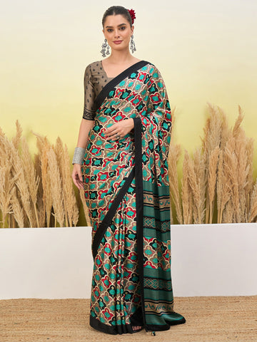 Ranas Black Color Printed Saree