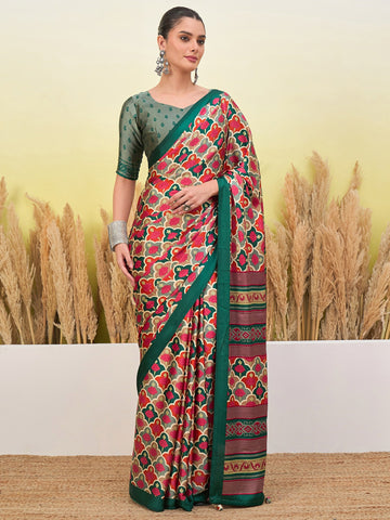Ranas Green Color Printed Saree