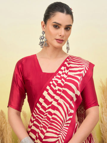 Ranas Hot Pink color Printed Saree