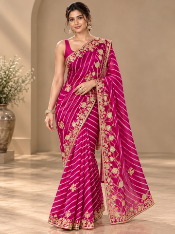Ranas Rani Color Gota Patti Work Leheriya Saree