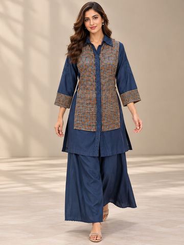 Ranas Teal Blue Silk Co-Ord Set