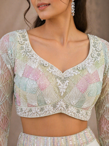 Ranas Sea Green Color Designer Lehenga