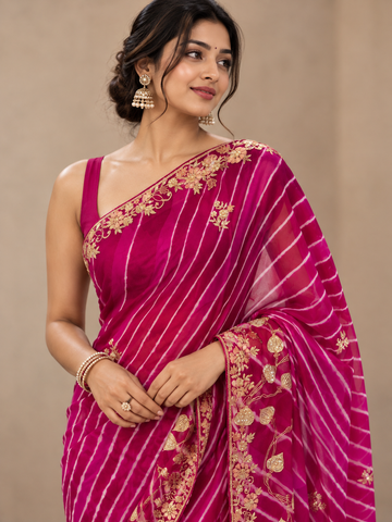 Ranas Rani Color Gota Patti Work Leheriya Saree