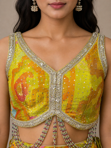Ranas Mehendi Green Color Printed Lehenga