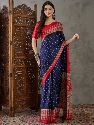 Ranas Blue Color Designer Printed Saree