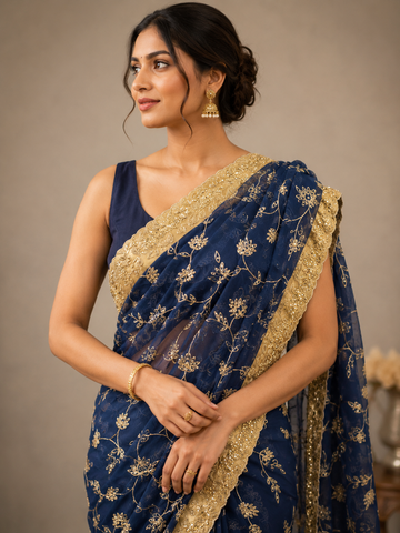 Ranas Aari Work Organza Saree