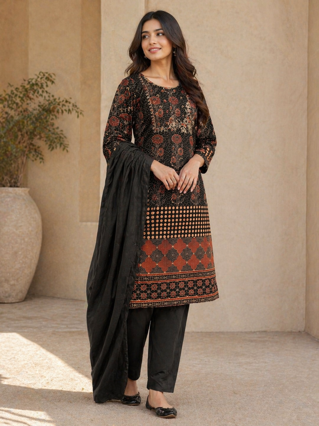 Ranas Satin Fabric Printed Suit