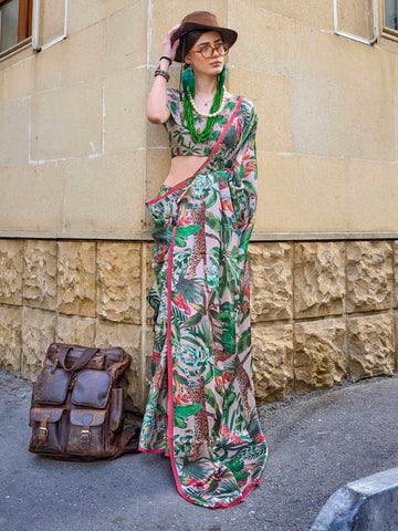 Ranas Modern Printed Satin Saree