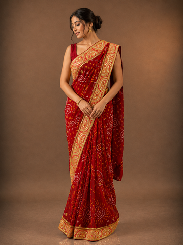 Ranas Marori & Sequine Work Premium Bandhej Saree