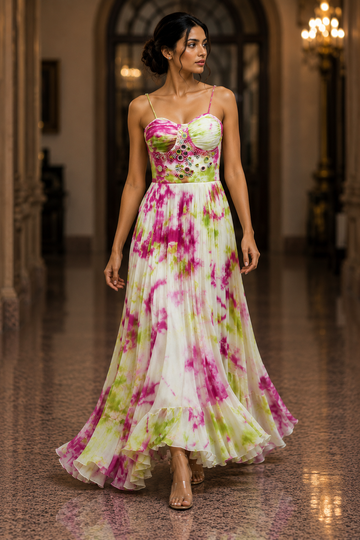 Ranas Contemporary Printed Maxi Gown Dress