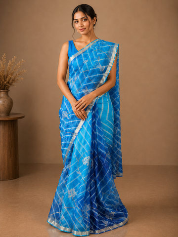 Ranas Blue Color Leheriya Saree