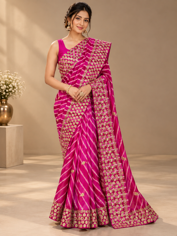 Ranas Rani & Pink Leheriya Saree