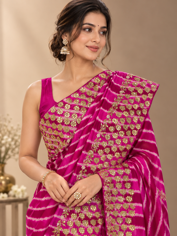 Ranas Rani & Pink Leheriya Saree