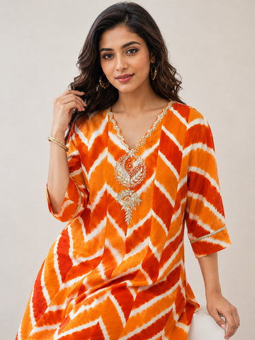 Ranas Orange Leheriya Party Wear Suit Set