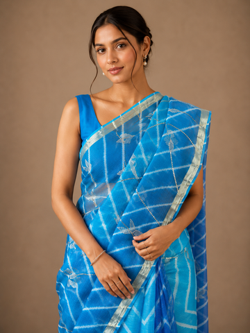 Ranas Blue Color Leheriya Saree