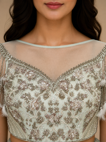 Ranas Sea Green Color Designer Lehenga