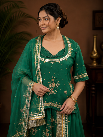 Ranas Green Color Designer Rajputi Poshak