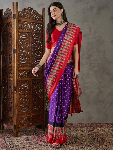 Ranas Purple Color Designer Printed Saree