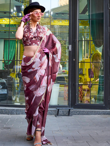 Ranas Printed Satin Designer Saree